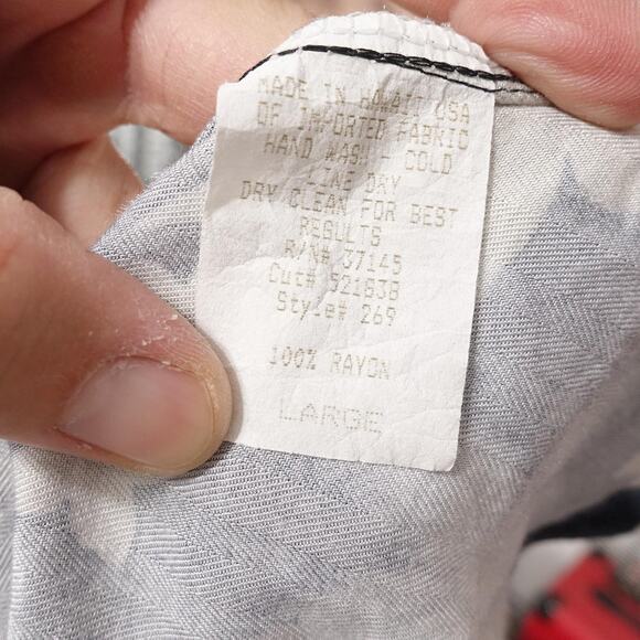 Hilo Hattie Aloha Shirt Womens Large Navy Pineapple Print Rayon Made in Hawaii - Picture 7 of 8